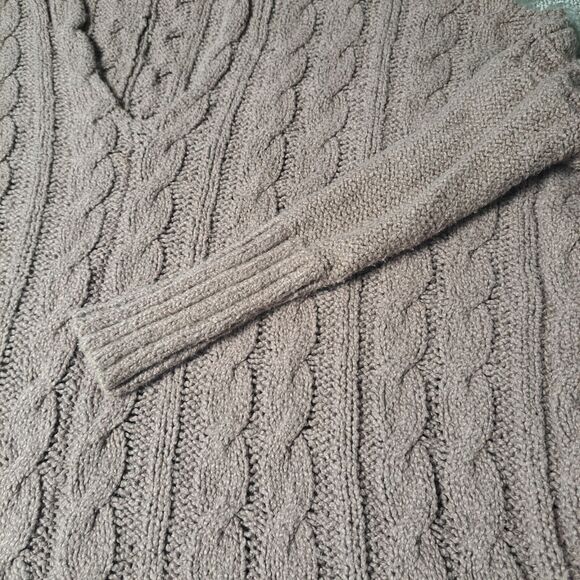 Free People Easy V Oversized Sweater WOMENS Size S COCOA CHUNKY CABLE KNIT COMFY - Picture 7 of 11